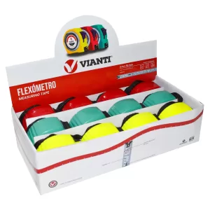 Flexometro 16mm 3mt/10ft ABS colores display con 12pz Vianti
